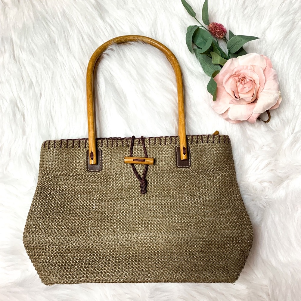 Cee Klein Linen purse wooden handles